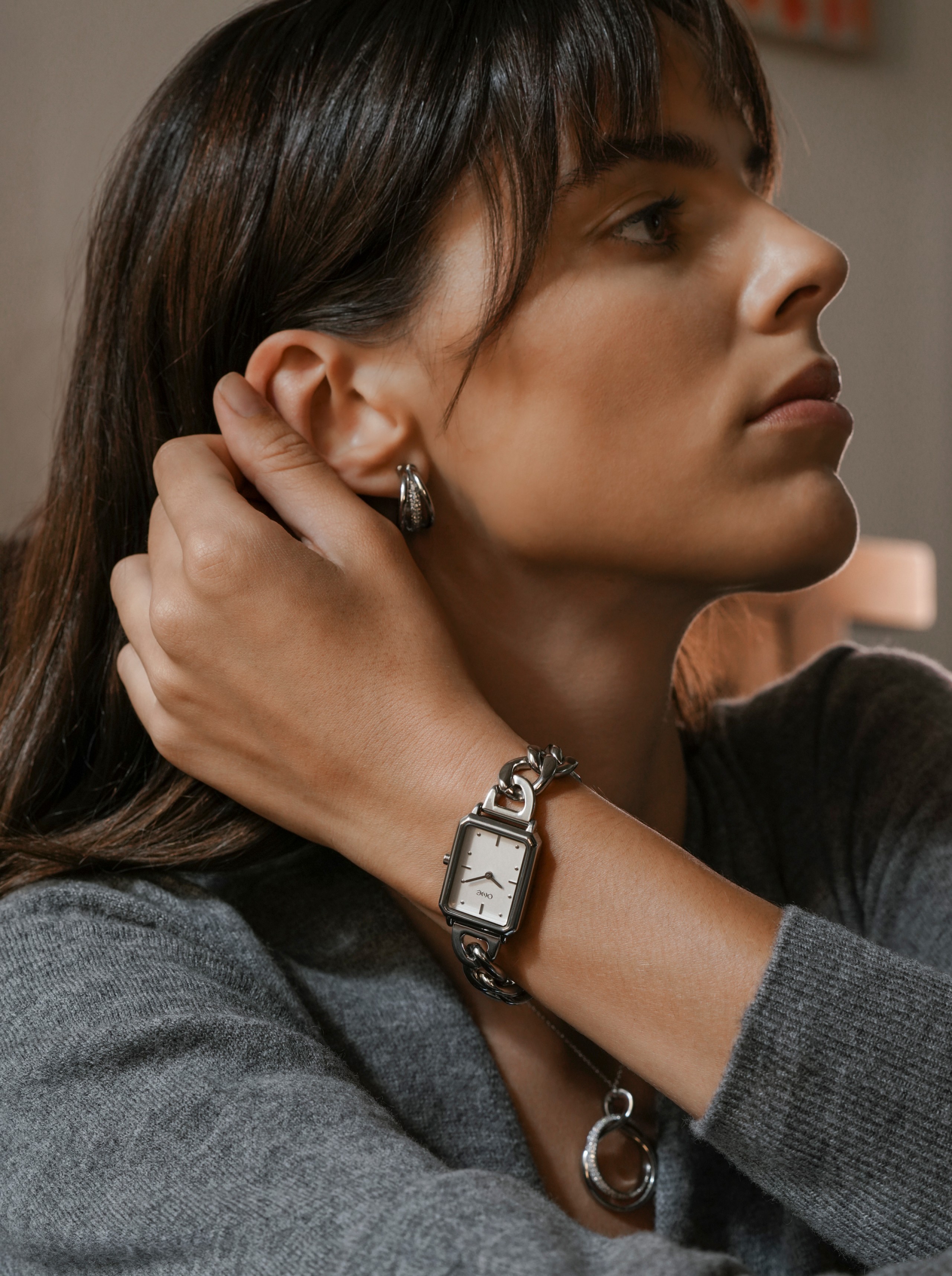 Brincos One Silver Frost Crystal