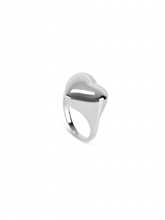 ONE Crazy Heart Big Silver Ring