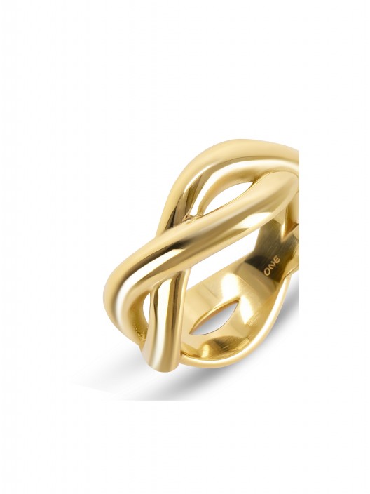 ONE Infinity Crossed Gold Ring