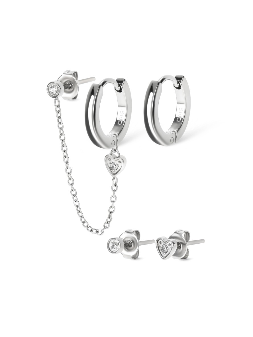Ensemble de Boucles d"Oreilles One Silvery Four