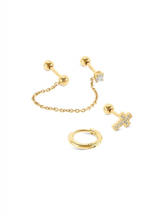 Cross Gold ONE Earrings Set