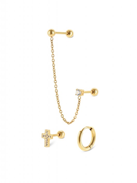 Cross Gold ONE Earrings Set