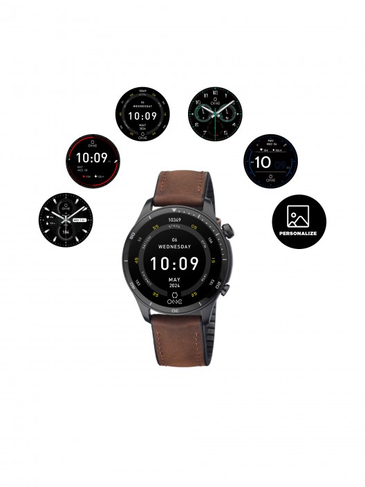 Smartwatch One Men Alphacall Brown Leather