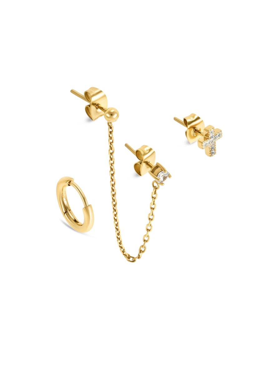 Ensemble de Boucles d"Oreilles One Crossed Gold