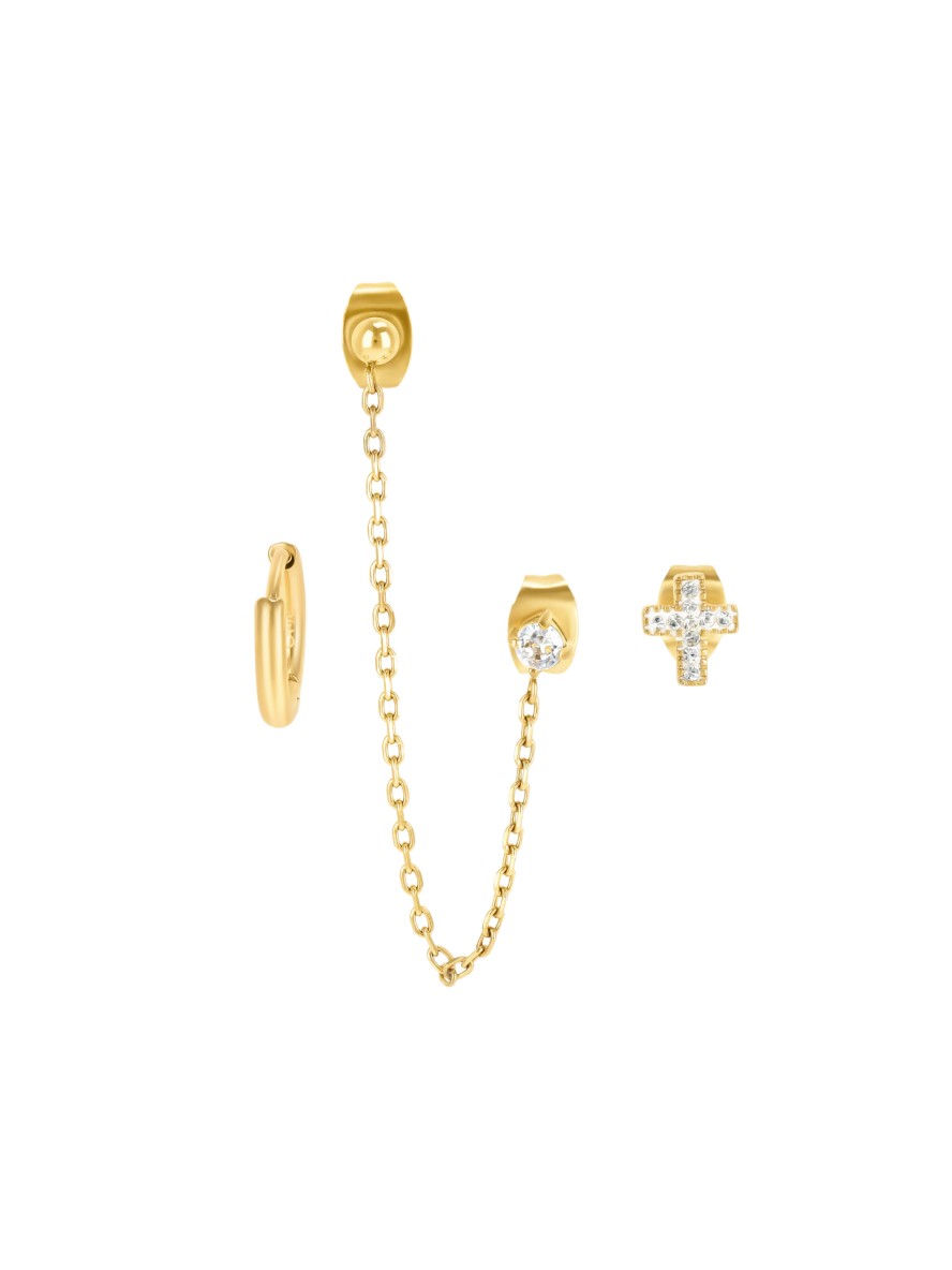 Ensemble de Boucles d"Oreilles One Crossed Gold