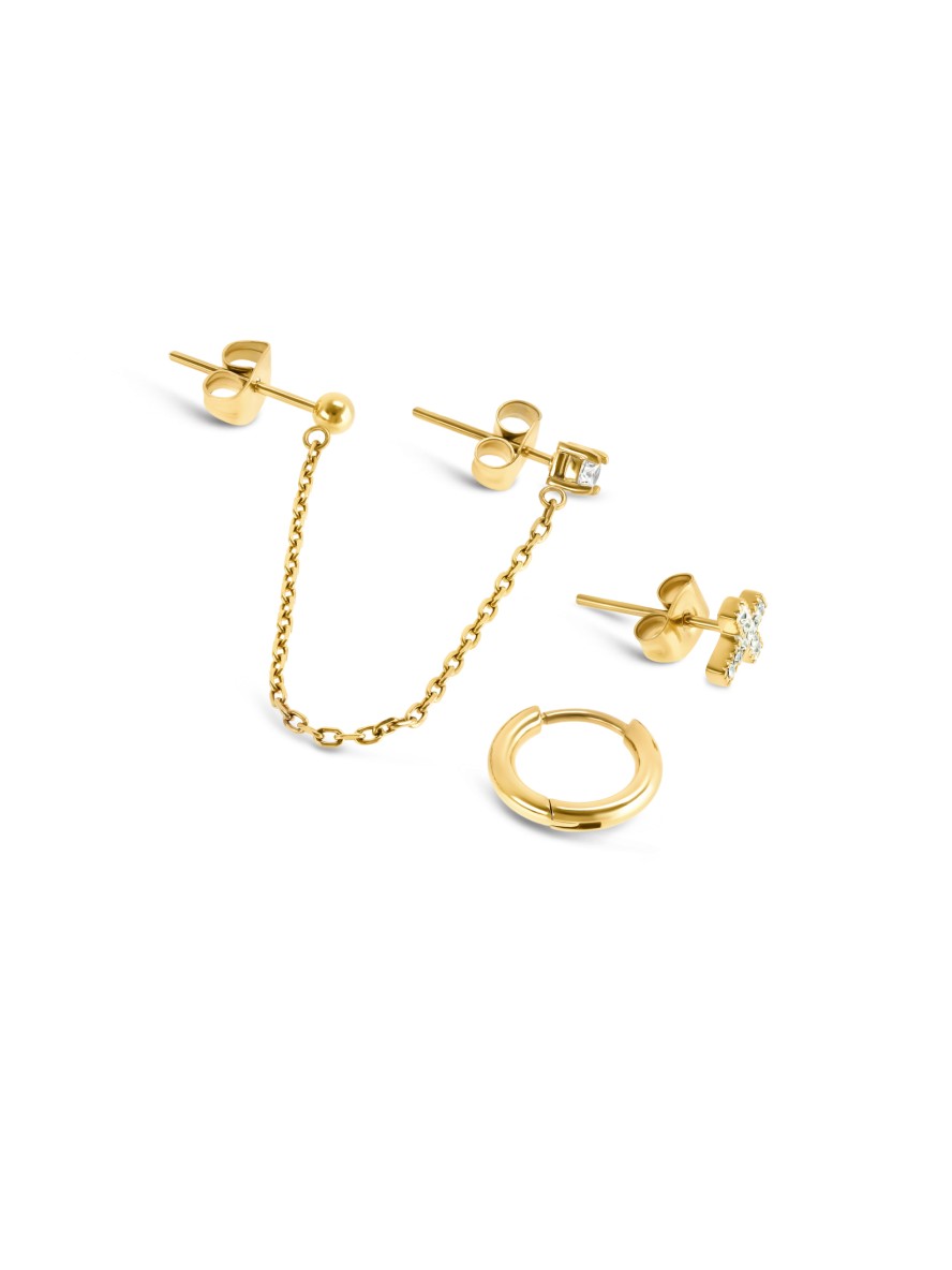 Ensemble de Boucles d"Oreilles One Crossed Gold