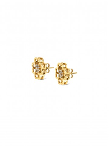 Brincos One Lucky Flower Crystal Gold