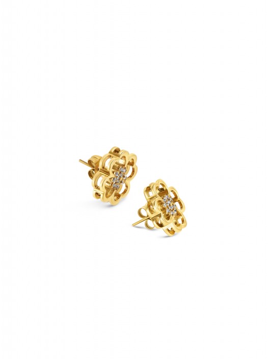 Brincos One Lucky Flower Crystal Gold