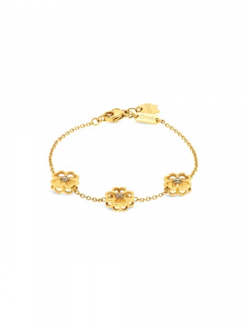 Pulseira One Lucky Flower Crystal Gold