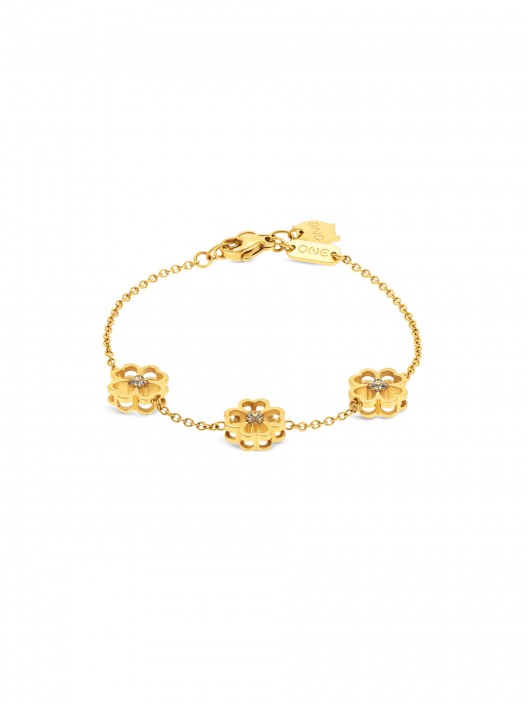 Pulseira One Lucky Flower Crystal Gold