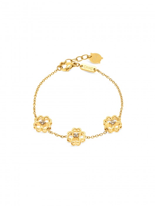 Pulseira One Lucky Flower Crystal Gold