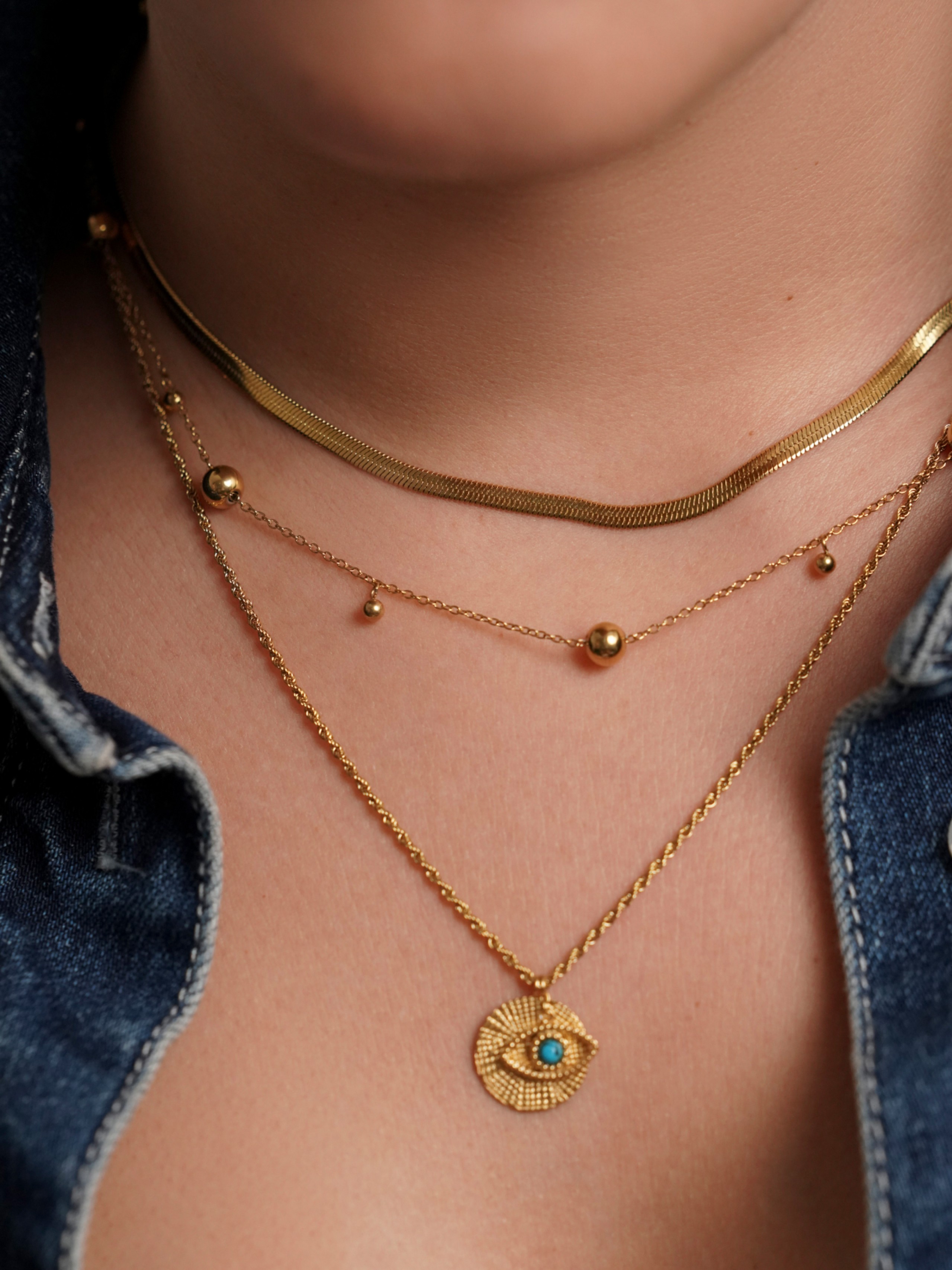 Collier ONE Neckmess Amulet Bleu