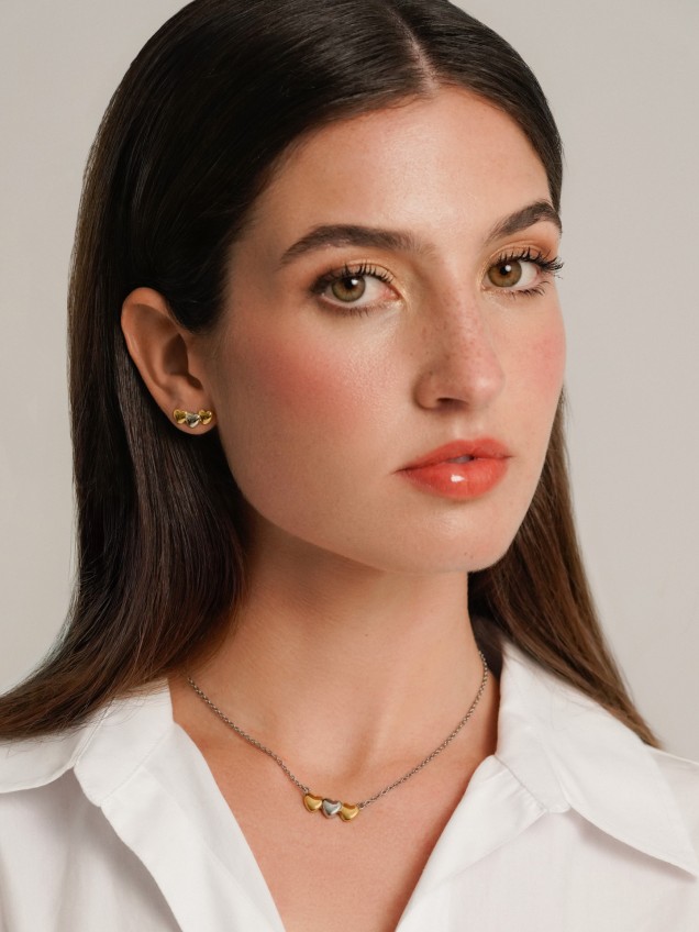 Set Collar & Pendientes ONE Crazy Heart Bicolor