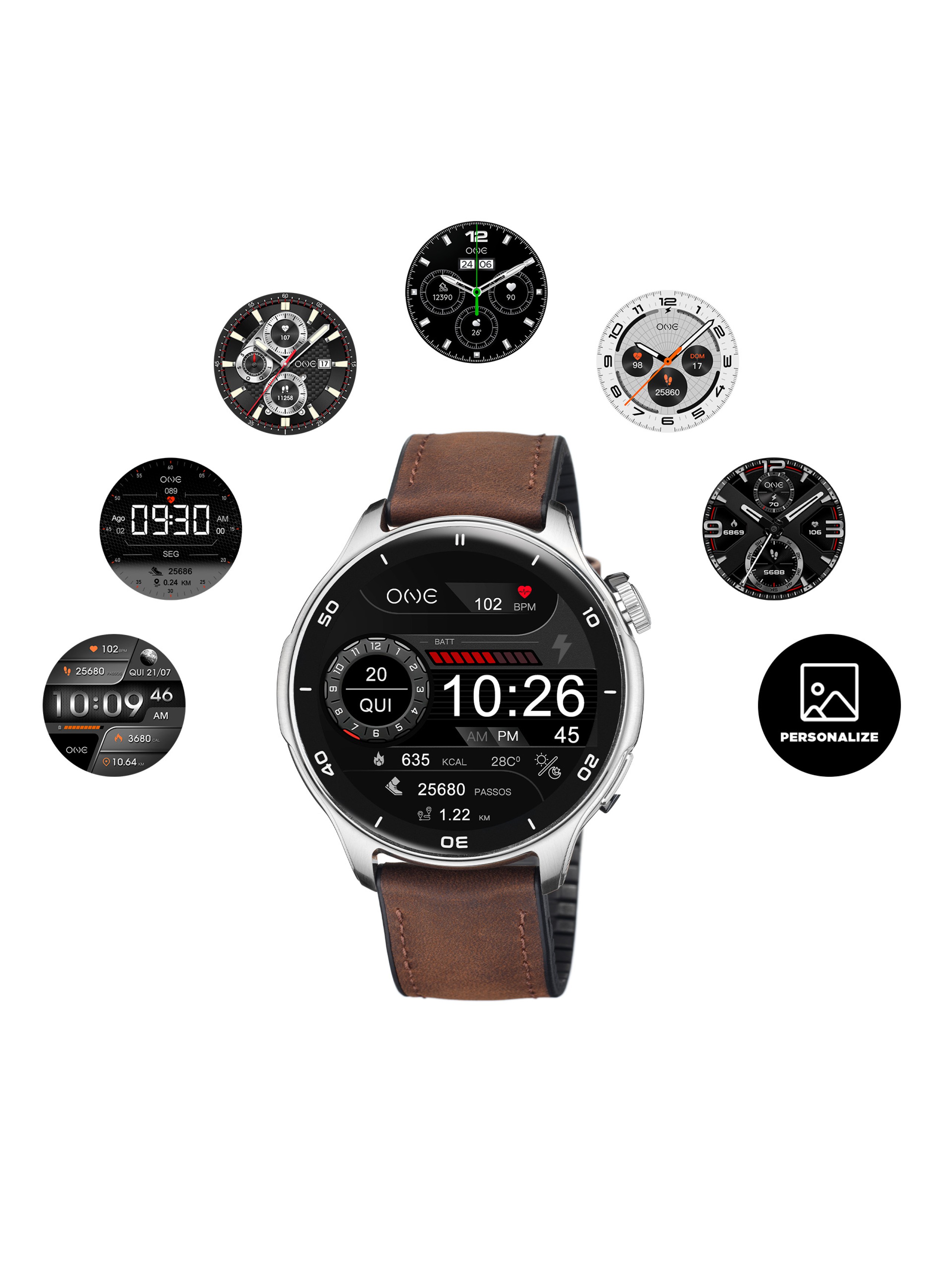 Smartwatch One Men Explorer GPS Brown