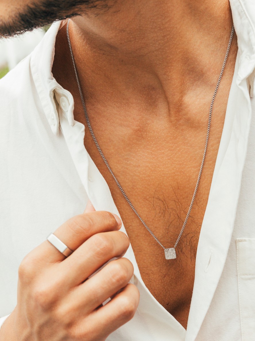 ONE Men Shield Steel Scapular Necklace