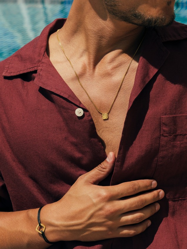 ONE Men Shield Gold Scapular Necklace