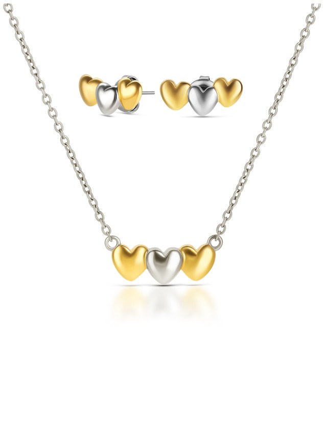 Set Ketting & Oorbellen ONE Crazy Heart Bicolor Set Ketting & Oorbellen ONE Crazy Heart Bicolor