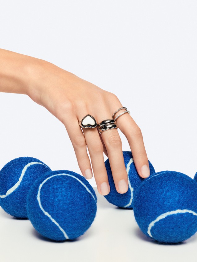 ONE Crazy Heart Big Silver Ring