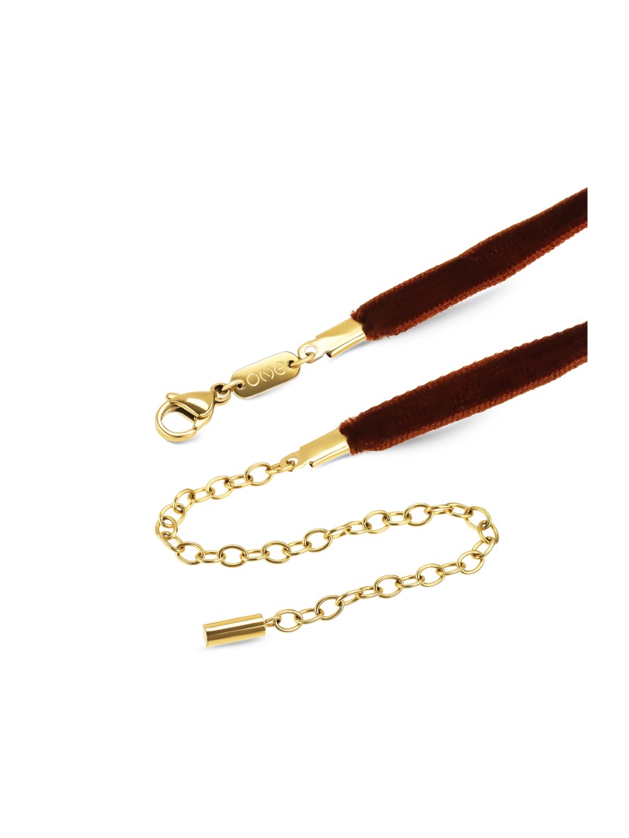 Colar One Neckmess Velvet Love Brown